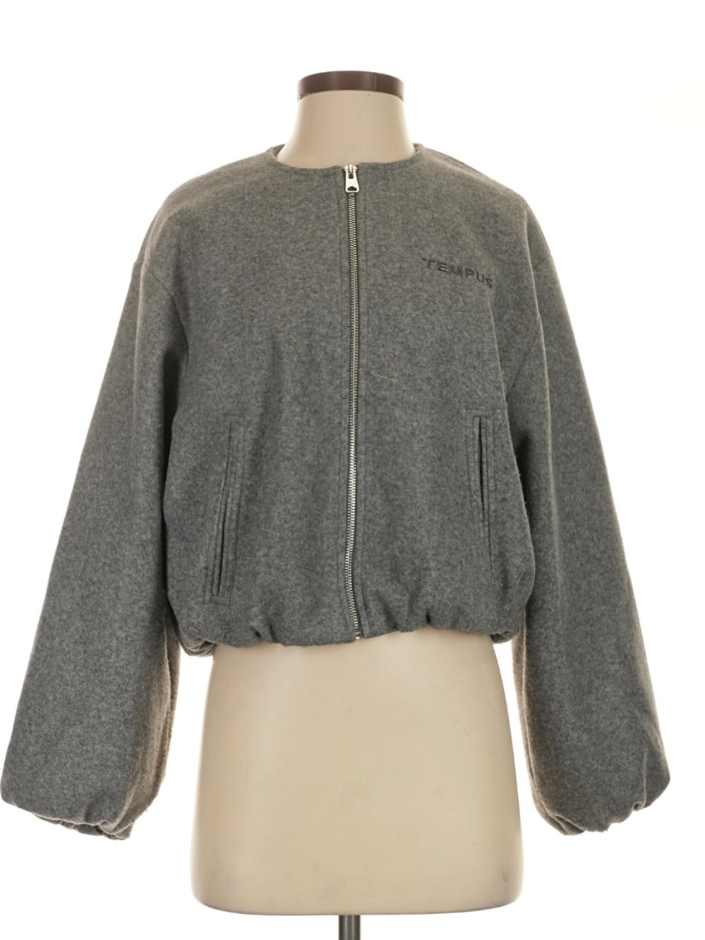 Zara Grey Bomber Jacket With Balloon Sleeves